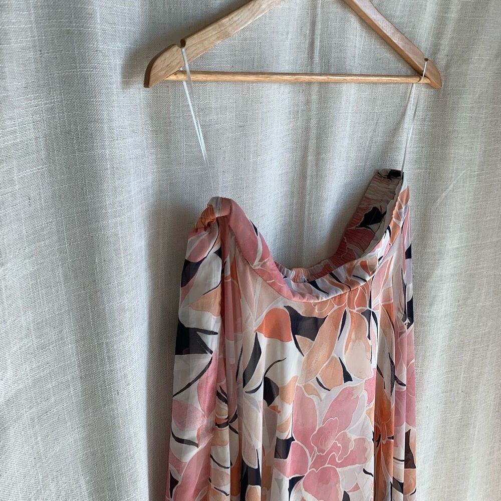 NWT Zoey & Leelo Asymmetrical Maxi Skirt Size XL Floral Chiffon Cottage Romantic - Picture 14 of 16